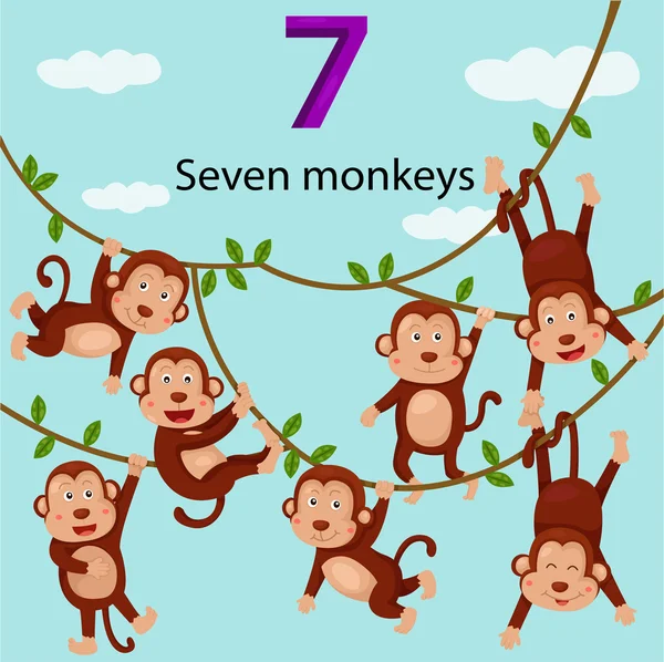 七号猴子的插画 — 图库矢量图片