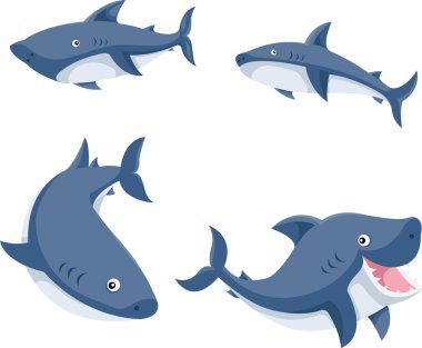 Illustrator of sharks cartoon clipart
