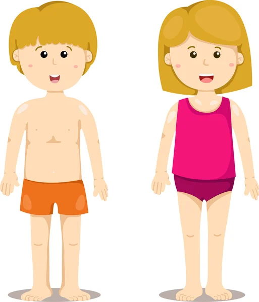 Ilustração de menino e menina de pé —  Vetores de Stock