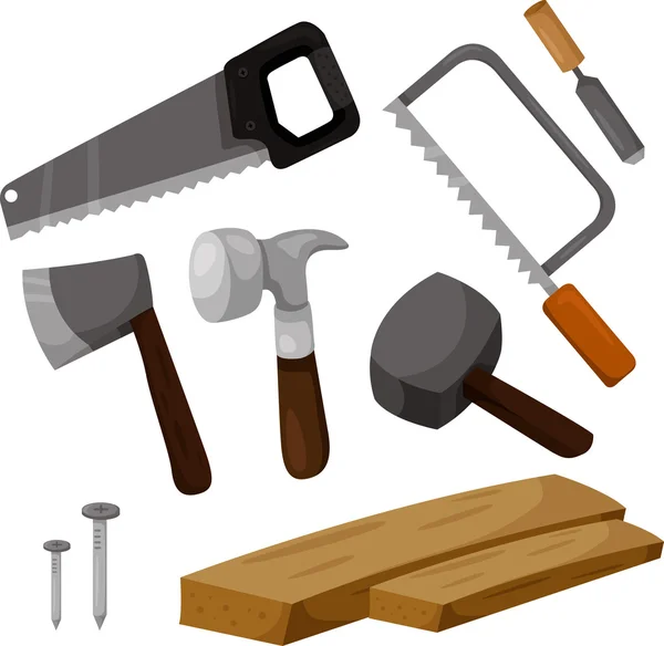 Illustrator of carpenter working tools — Stock Vector