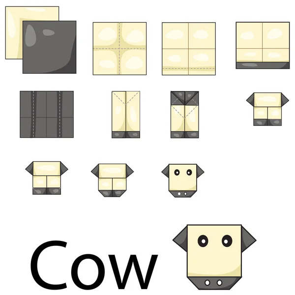 Illustrateur de l'origami de vache — Image vectorielle