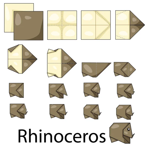 Ilustrador de origami de rinoceronte — Archivo Imágenes Vectoriales