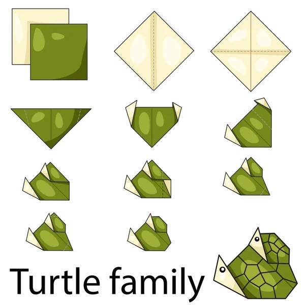 Illustrazione dell'origami della famiglia delle tartarughe — Vettoriale Stock