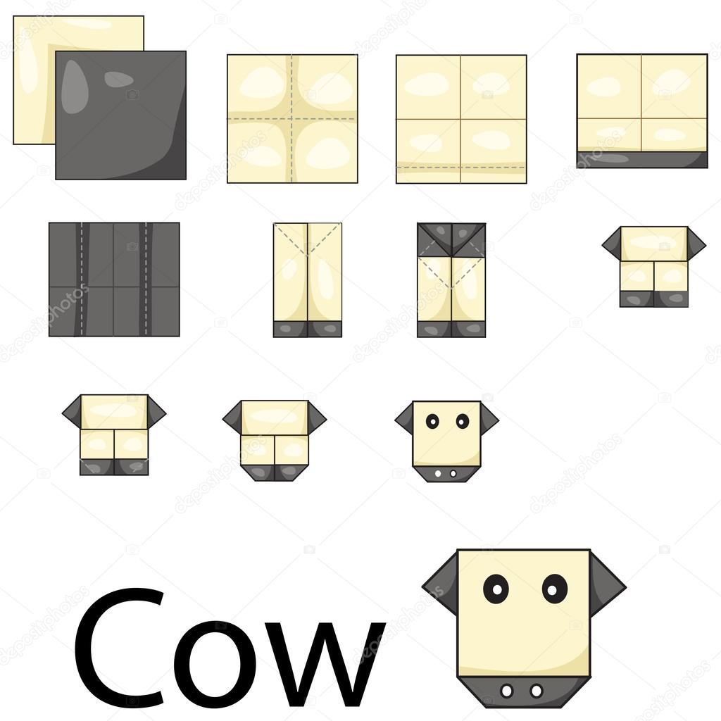 Ilustrador De Origami Vaca Vector De Stock Chingowinn