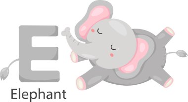 İllüstrasyon izole hayvan E fil ile