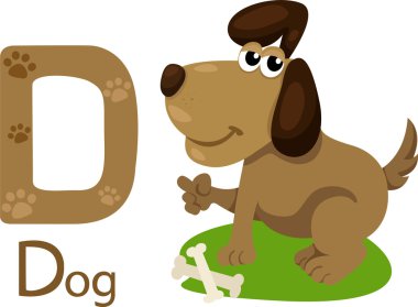 İllüstrasyon izole hayvan alfabesinin D için köpek