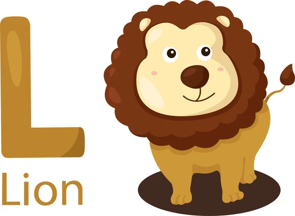 Ilustrador de L con león — Vector de stock