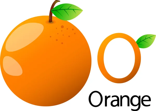 Illustrator o font with orange — Stock Vector