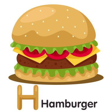 Illustrator hamburger ile H yazı tipi