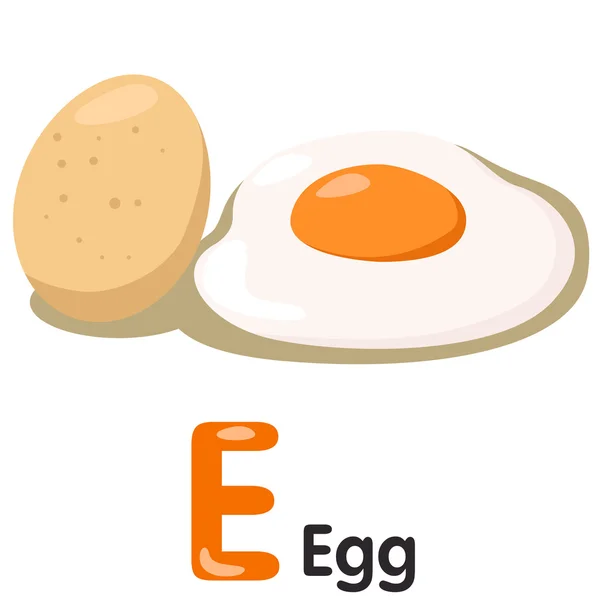 Illustrator of E font with egg — Stock Vector