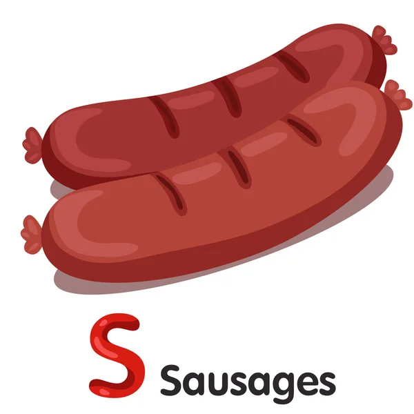 Illustrator of s font with sausages — Stock Vector