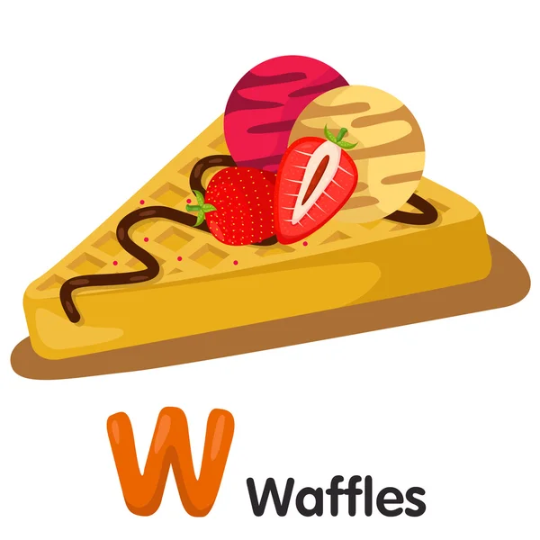 Illustrator of W font with waffles — Stock Vector