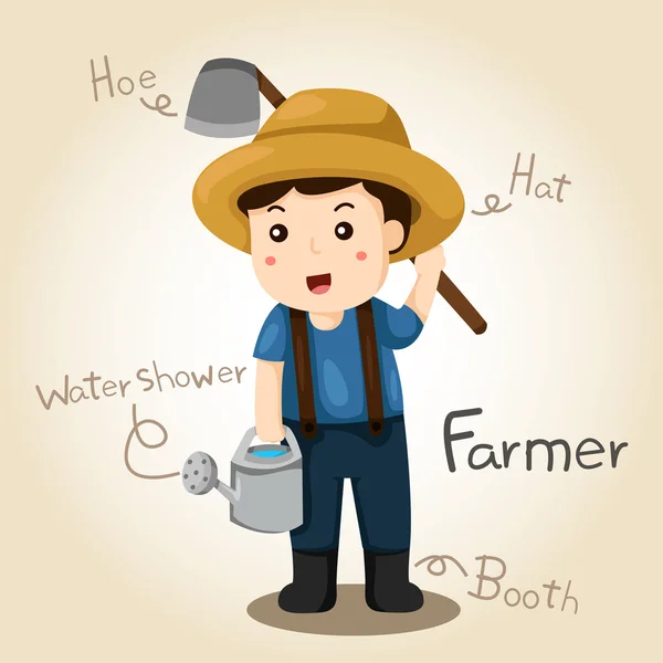 Illustrateur de l'alphabet Farmer Profession. Lettre F — Image vectorielle