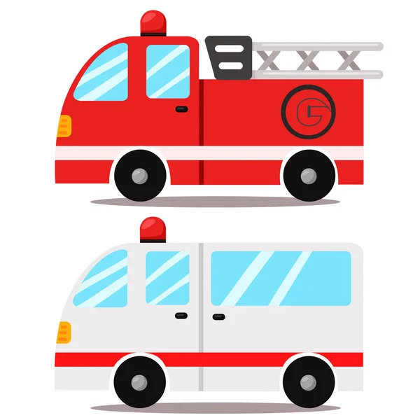 救急車、消防車のイラストレーター — ストックベクタ