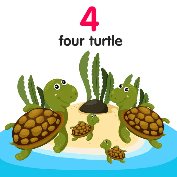 Illustrator of number four turtle — ストックベクタ