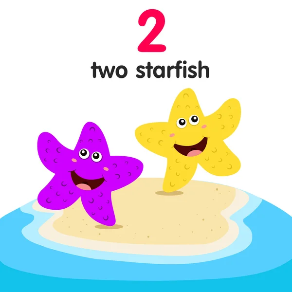 Illustrator voor nummer twee starfish — Stockvector