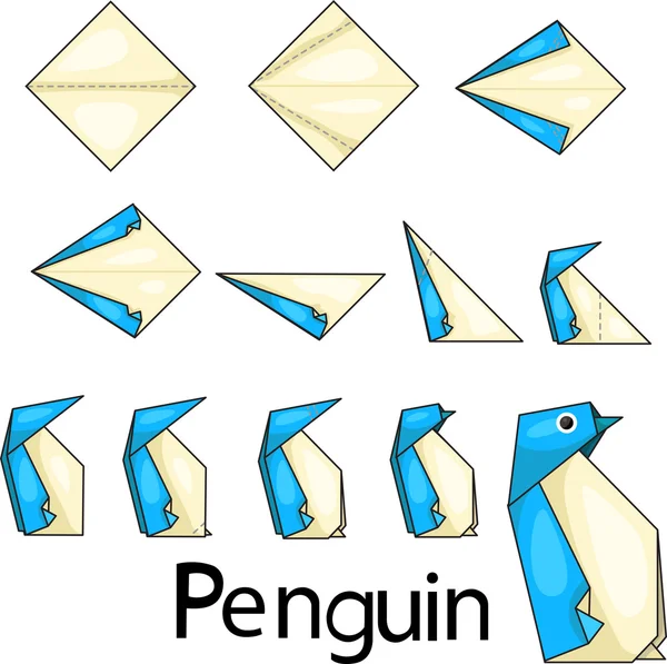 Illustratore di origami pinguino — Vettoriale Stock