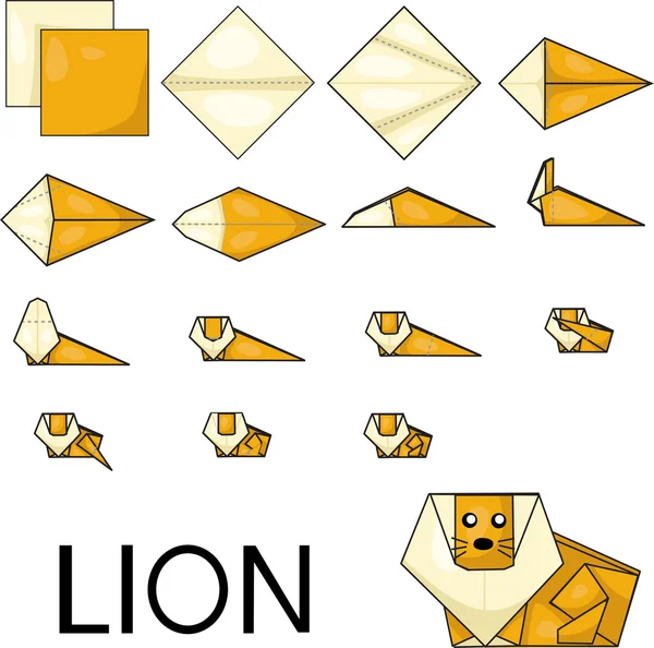 Ilustrador de origami de león — Archivo Imágenes Vectoriales