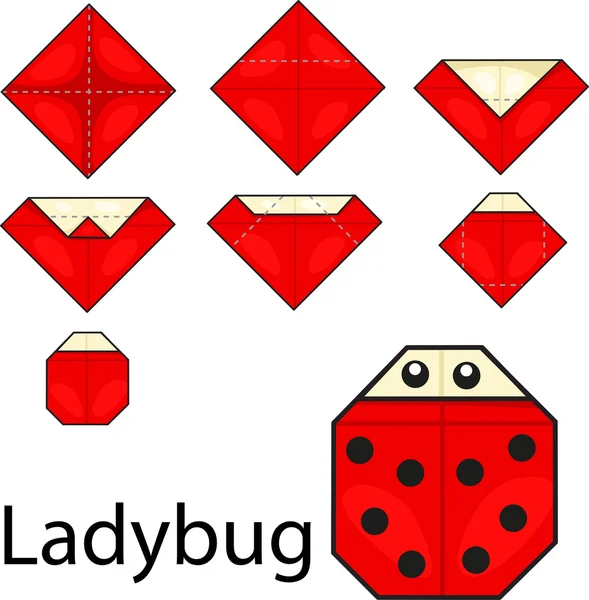 Illustrator of origami with ladybug — Διανυσματικό Αρχείο