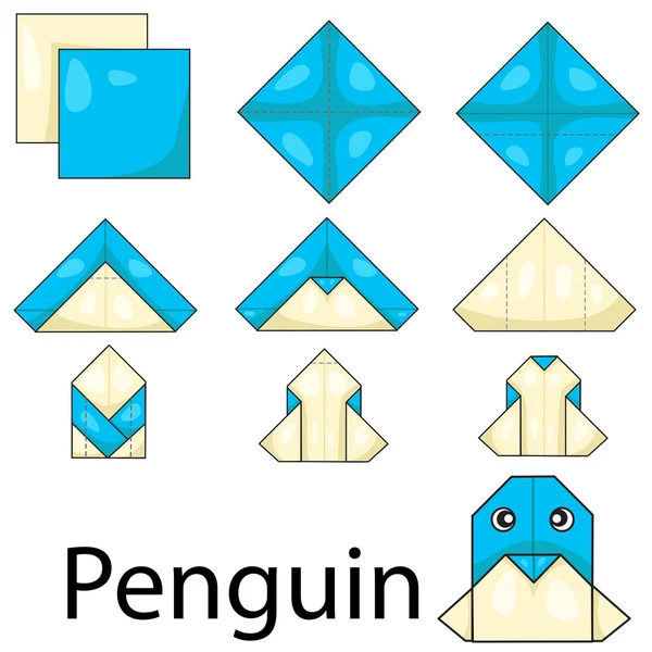 Illustrator of penguin origami — 图库矢量图片