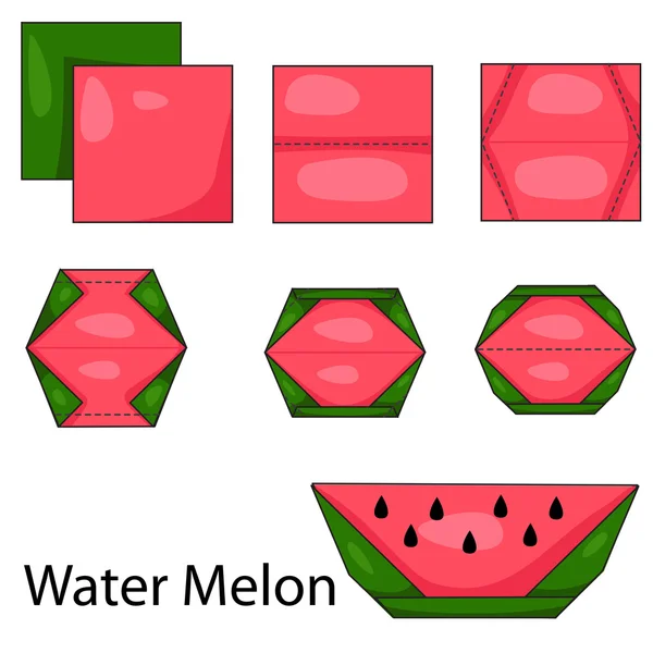 Ilustrador de origami de melancia —  Vetores de Stock