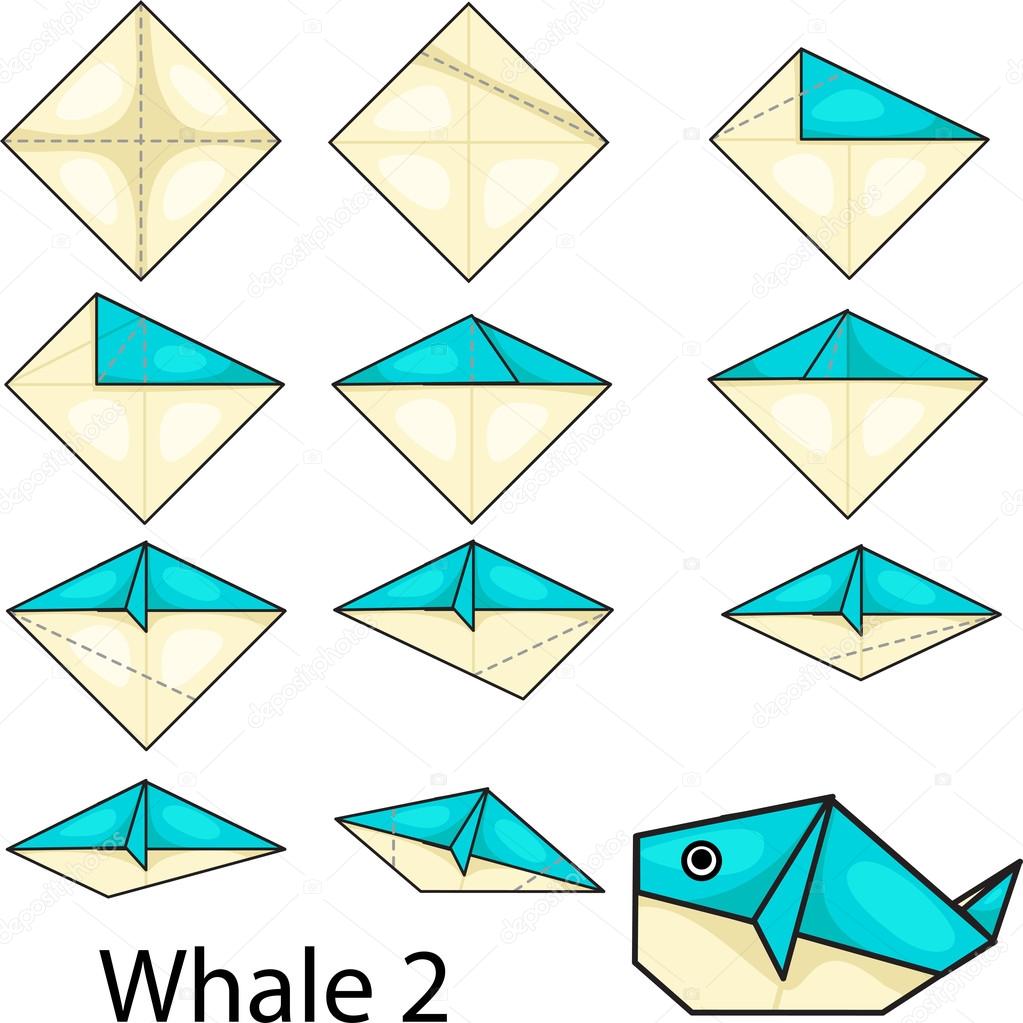 Illustrator Des Origami Mit Wal 2 Stockvektor Chingowinn