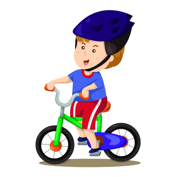 Illustrator of boy and bike two — Stock Vector