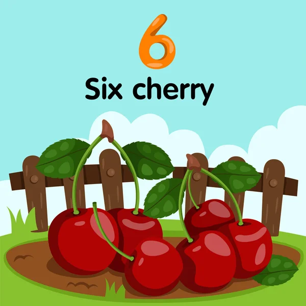 Illustrator of number 6 cherry — Stock Vector