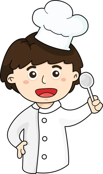 Illustrator of boy chef and cooking — Stock Vector