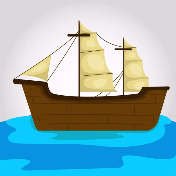 三桅帆船的插画 — 图库矢量图片