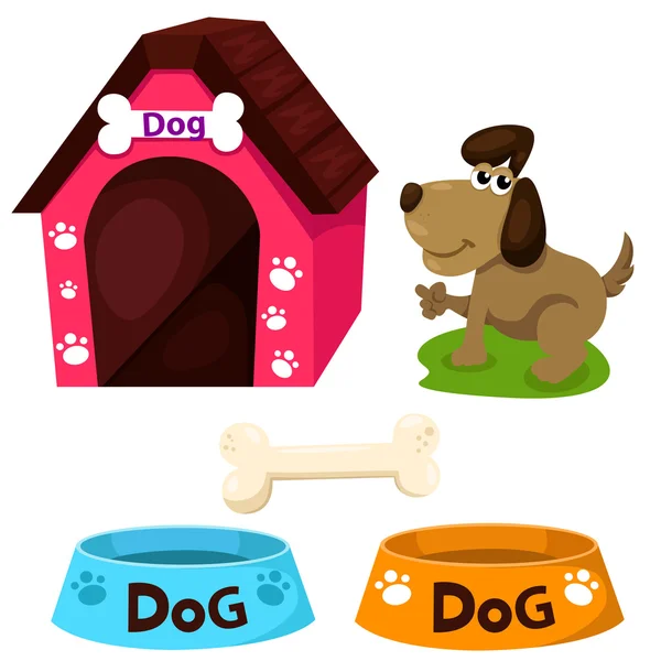 Illustrator van hond huis set — Stockvector