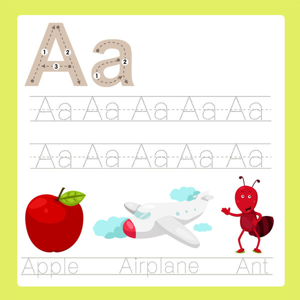 Illustration of A exercise A-Z cartoon vocabulary