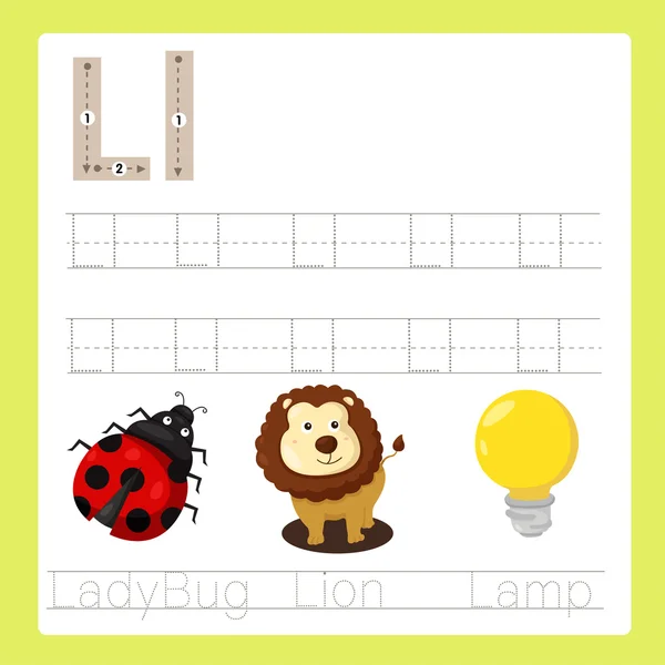 Illustrator m A'dan Z'ye karikatür kelime egzersiz