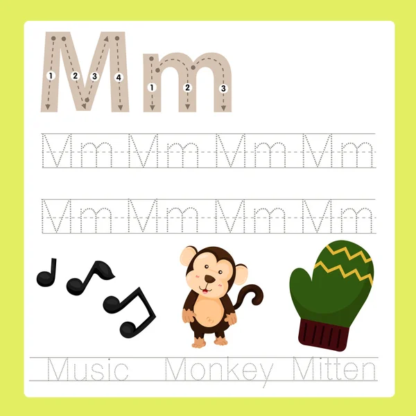 Illustrator m A'dan Z'ye karikatür kelime egzersiz