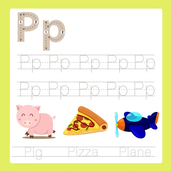 Illustrator p egzersiz A'dan Z'ye karikatür kelime