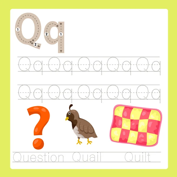 Illustrator Q, A-Z karikatür kelime egzersiz