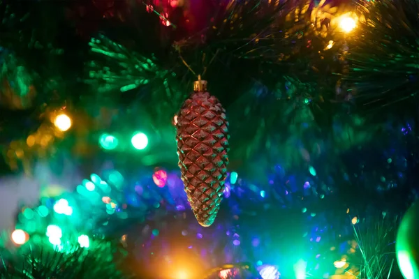 Decorazioni Natalizie Albero Natale Decorato Belle Decorazioni Natalizie — Foto Stock