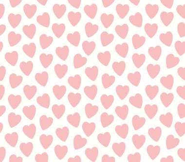 Pembe kalplerin kusursuz arka plan elementleri. Sevgililer Günü için elle çizilmiş illüstrasyon. Tekstil, kumaş, kağıt için renkli arkaplan dokusu. 