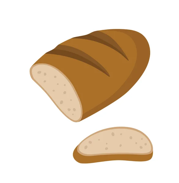 Vector Illustration Long Loaf Slice Long Loaf Hand Drawn Wheat — Stock Vector