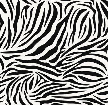 Zebra dokusunun kusursuz arkaplan elementleri. Siyah ve beyaz renkli el yapımı zebra dokusu. Tekstil, kumaş, kağıt için modaya uygun hayvani arkaplan. 