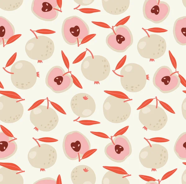 Illustration Vectorielle Pommes Avec Des Feuilles Rouges Sur Fond Beige — Image vectorielle
