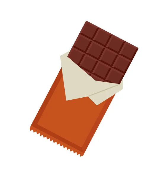 Uma Barra Chocolate Desenhada Mão Pacote Aberto Vermelho Doces Chocolate — Vetor de Stock