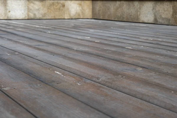 Vintage Wood Flooring Platforms Wooden Communal Seats — Stock Photo, Image