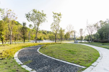 Modern bir şehirde Green Park. Egzersiz ve rahatlama.
