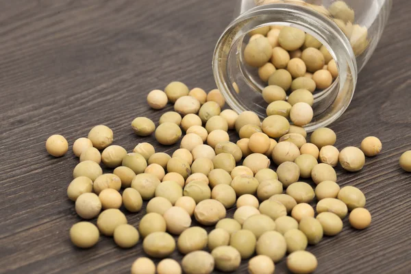 Soy on a wood color background — Stock Photo, Image