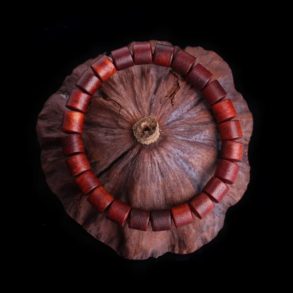 Lobulární červené santalové dřevo korálky náramky — Stock fotografie