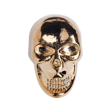 Beyaz arka plan üzerinde izole altın kafatası düğmeleri