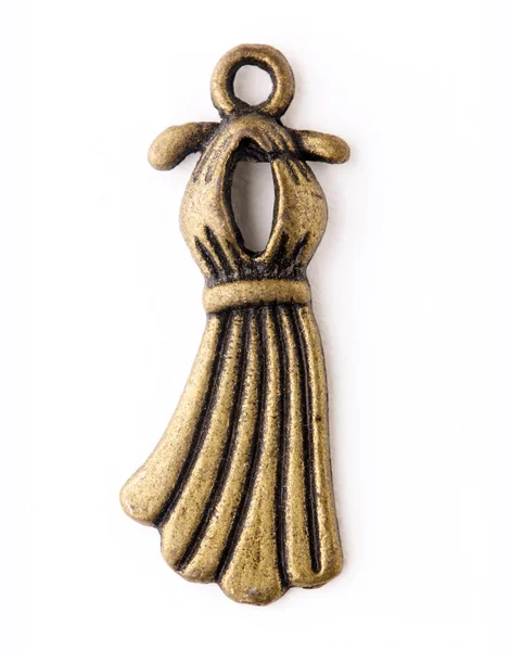 Bronze pendant clothes isolated on white background — Stock Photo, Image
