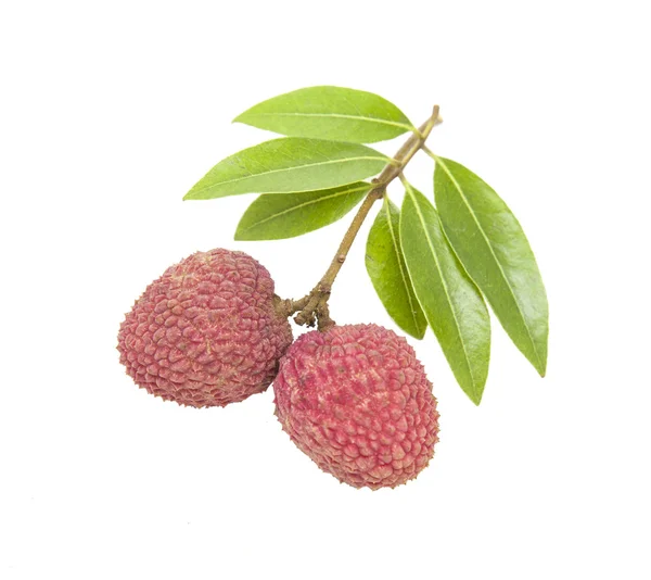 Fresh lychees on white background — Stock Photo, Image