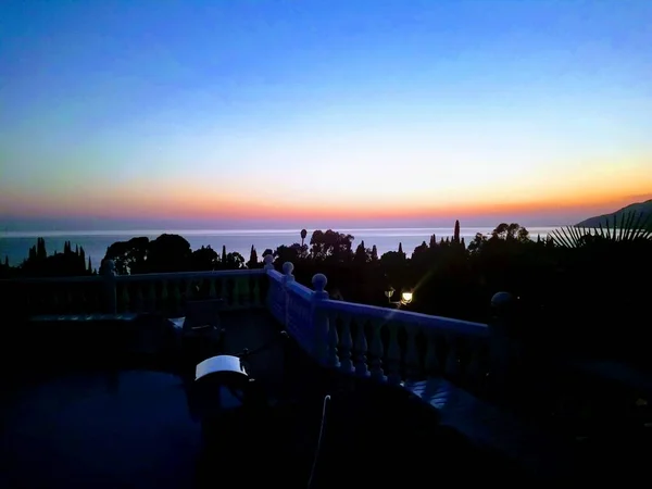 Puesta Sol Mar Nubes Cielo Atardecer — Foto de Stock